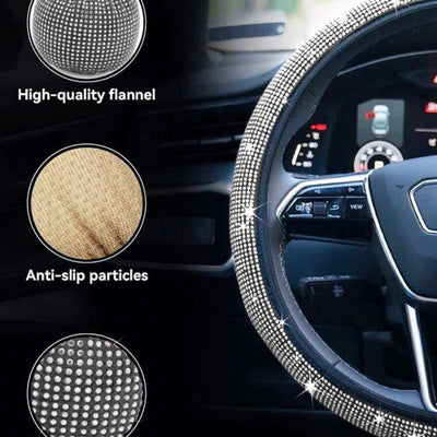 1pc Rhinestone Decor Car Steering Wheel Cover,Car Accessories